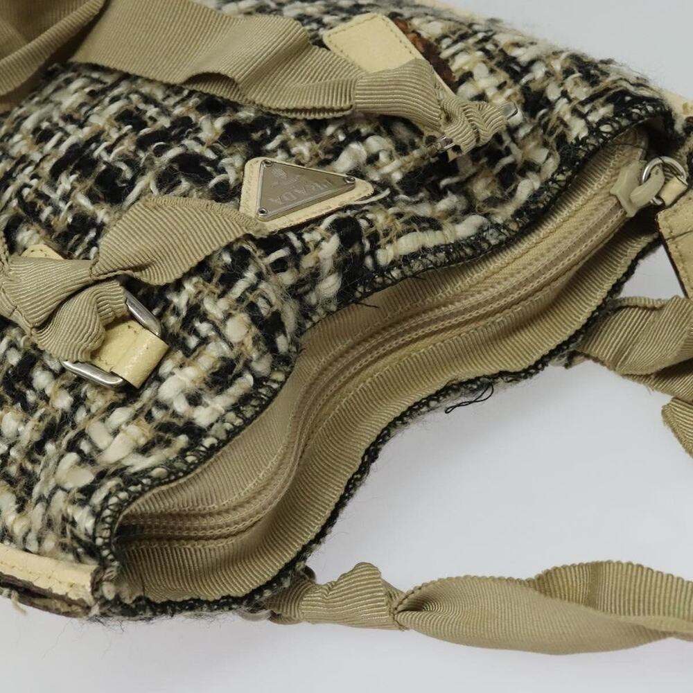 Prada Tweed Leather Handbag Beige - Picture 6 of 15
